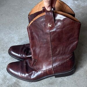Mahogany Leather Henry Cuir Boots